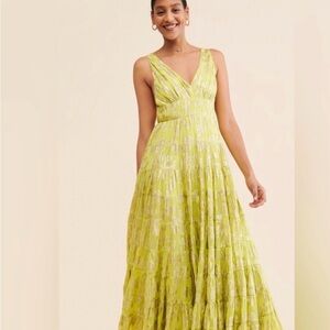 Anthropologie Vibrant Green Maxi Dress